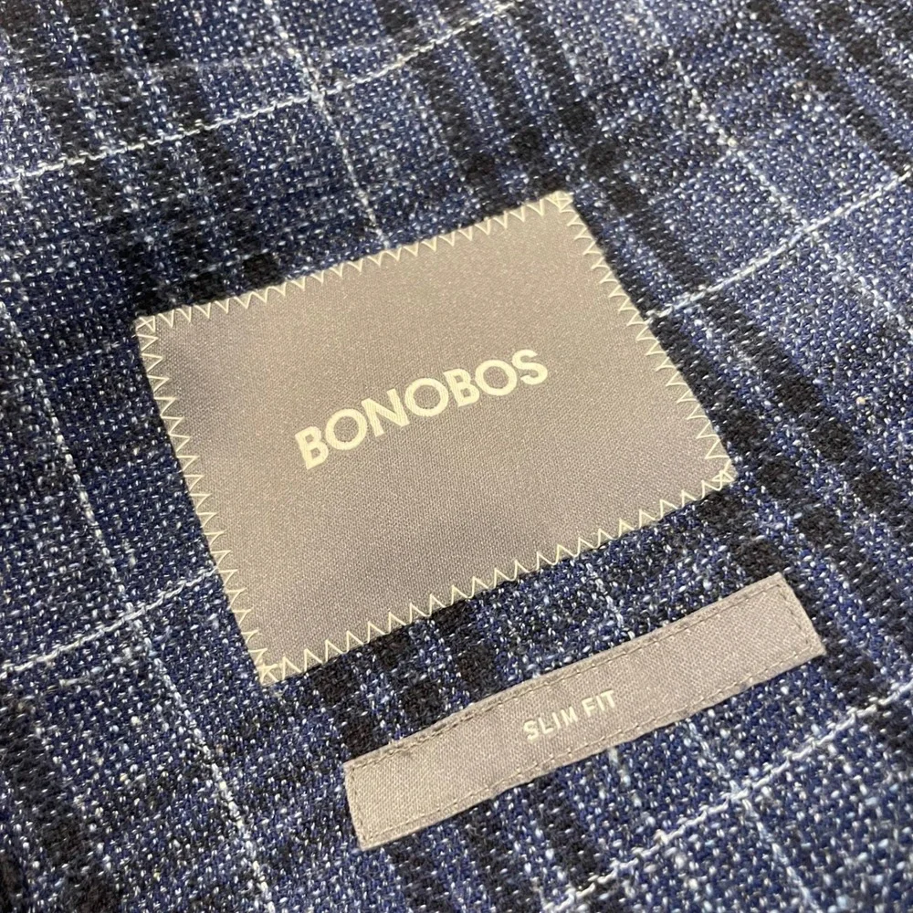 Bonobos Jetsetter Wool Linen Blazer Mens‎ 38S Glen Plaid Slim Fit Unconstructed